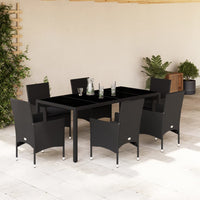 3-Delige Tuinset Met Kussens Poly Rattan En Glas