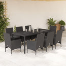 3-Delige Tuinset Met Kussens Poly Rattan En Glas
