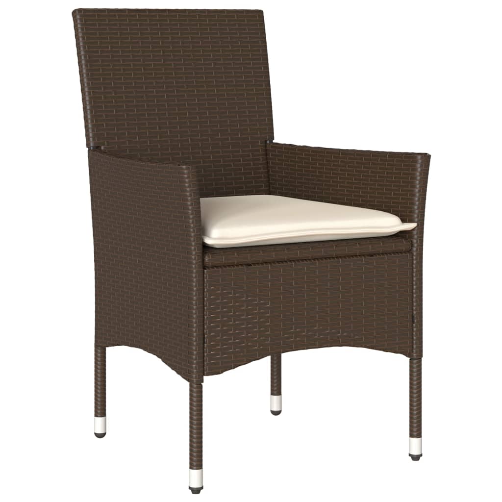3-Delige Tuinset Met Kussens Poly Rattan En Glas