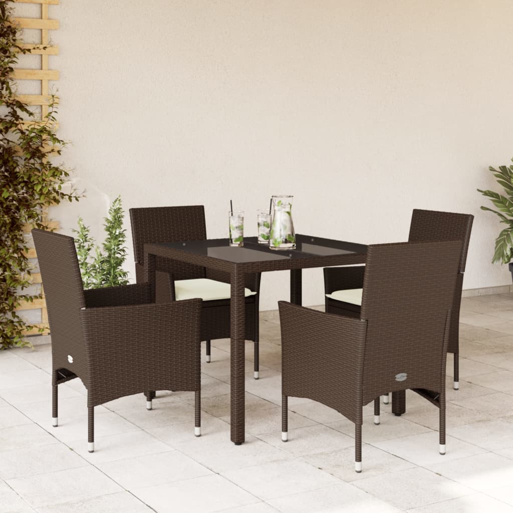 3-Delige Tuinset Met Kussens Poly Rattan En Glas
