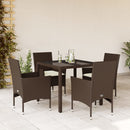 3-Delige Tuinset Met Kussens Poly Rattan En Glas