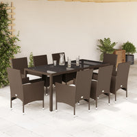 3-Delige Tuinset Met Kussens Poly Rattan En Glas