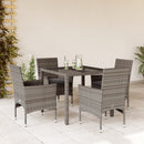 3-Delige Tuinset Met Kussens Poly Rattan En Glas