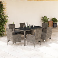 3-Delige Tuinset Met Kussens Poly Rattan En Glas