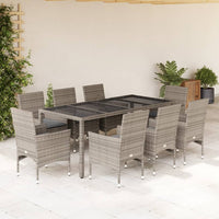 3-Delige Tuinset Met Kussens Poly Rattan En Glas