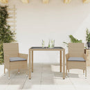 3-Delige Tuinset Met Kussens Poly Rattan En Glas