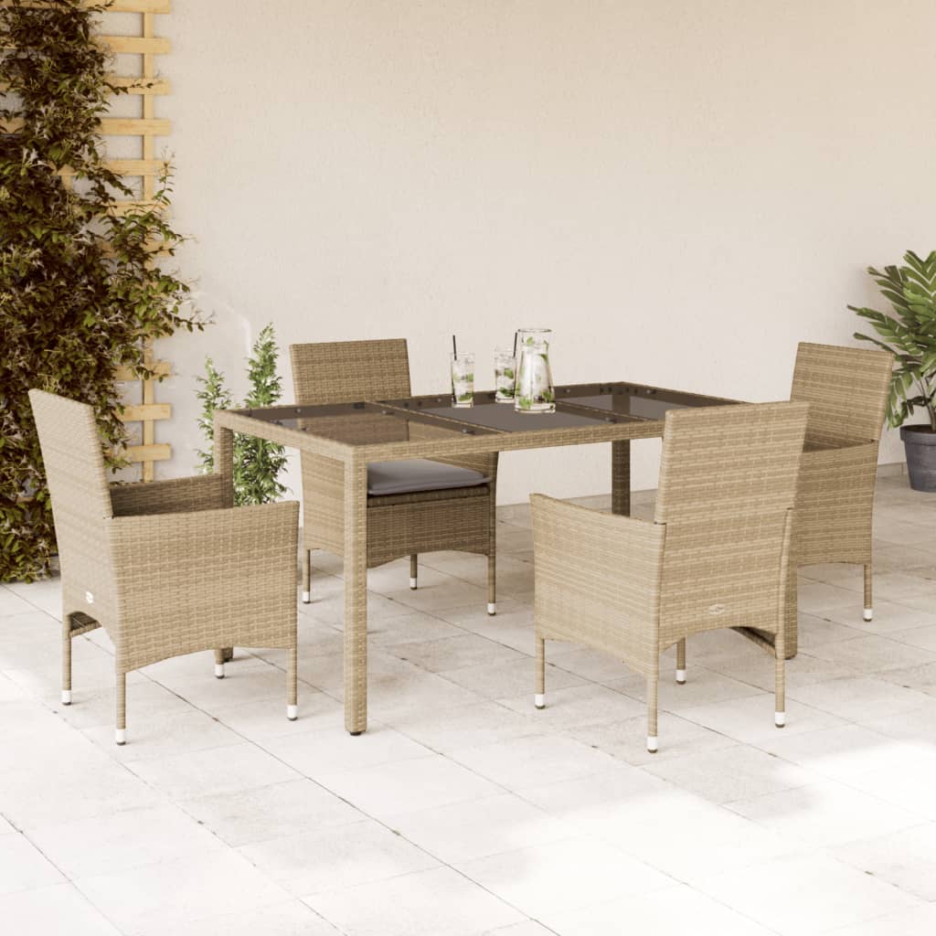 3-Delige Tuinset Met Kussens Poly Rattan En Glas