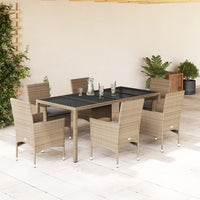 3-Delige Tuinset Met Kussens Poly Rattan En Glas
