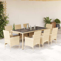 3-Delige Tuinset Met Kussens Poly Rattan En Glas