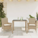 3-Delige Tuinset Met Kussens Poly Rattan En Glas