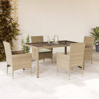 3-Delige Tuinset Met Kussens Poly Rattan En Glas