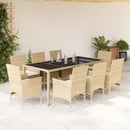 3-Delige Tuinset Met Kussens Poly Rattan En Glas