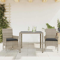 3-Delige Tuinset Met Kussens Poly Rattan En Glas