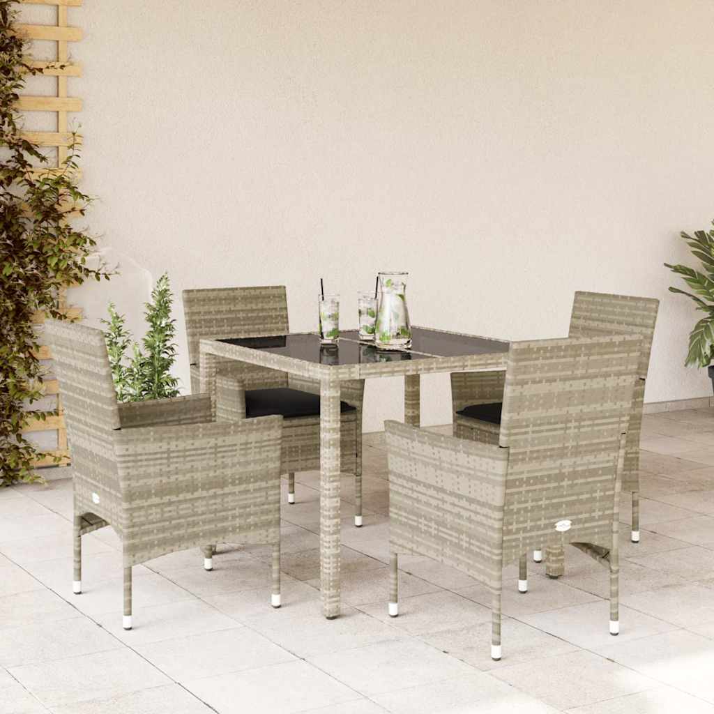 3-Delige Tuinset Met Kussens Poly Rattan En Glas