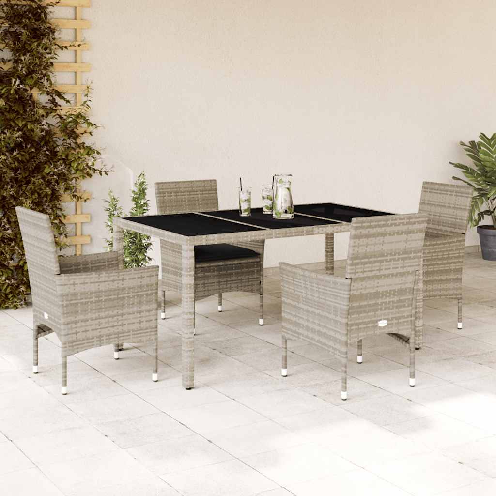 3-Delige Tuinset Met Kussens Poly Rattan En Glas