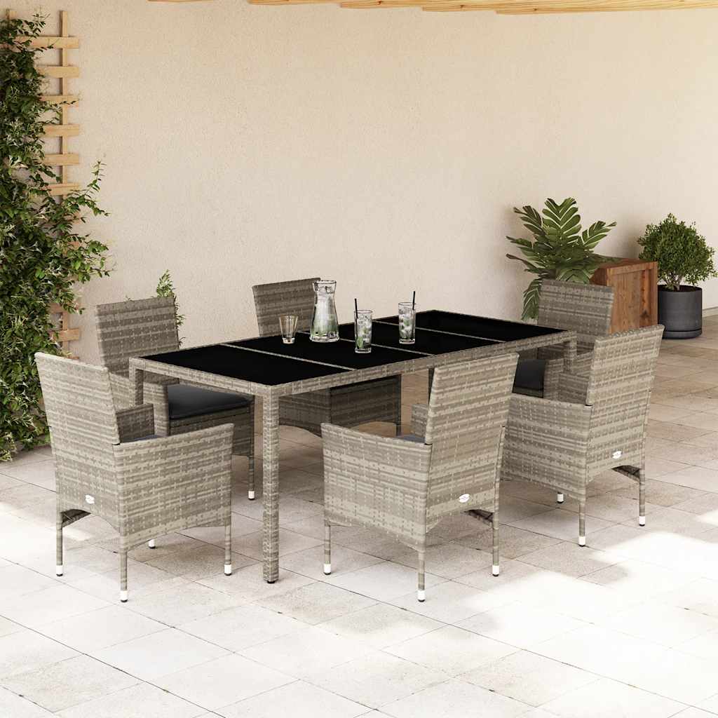 3-Delige Tuinset Met Kussens Poly Rattan En Glas