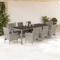9-Delige Tuinset Met Kussens Poly Rattan En Glas