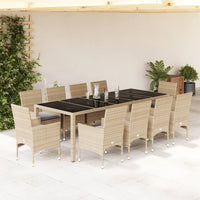 9-Delige Tuinset Met Kussens Poly Rattan En Glas