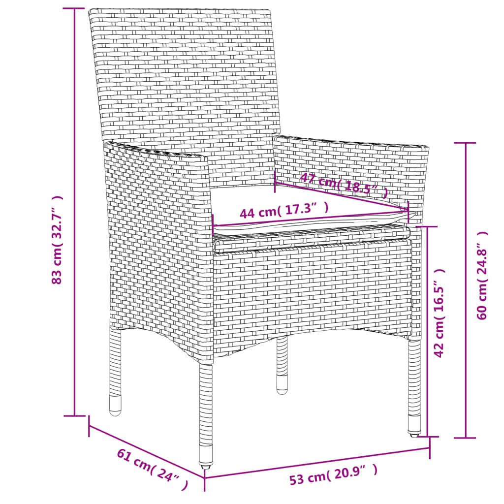 9-Delige Tuinset Met Kussens Poly Rattan En Glas