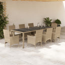 9-Delige Tuinset Met Kussens Poly Rattan En Glas