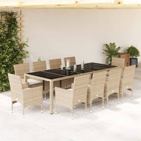 9-Delige Tuinset Met Kussens Poly Rattan En Glas