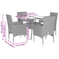 5-Delige Tuinset Met Kussens Poly Rattan En Glas