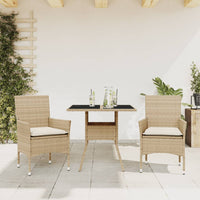 5-Delige Tuinset Met Kussens Poly Rattan En Glas