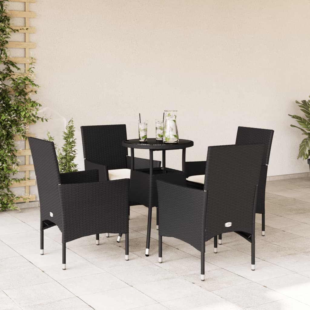 5-Delige Tuinset Met Kussens Poly Rattan En Glas