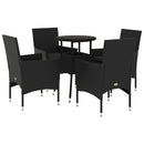 5-Delige Tuinset Met Kussens Poly Rattan En Glas