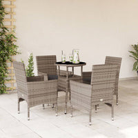5-Delige Tuinset Met Kussens Poly Rattan En Glas