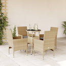 5-Delige Tuinset Met Kussens Poly Rattan En Glas