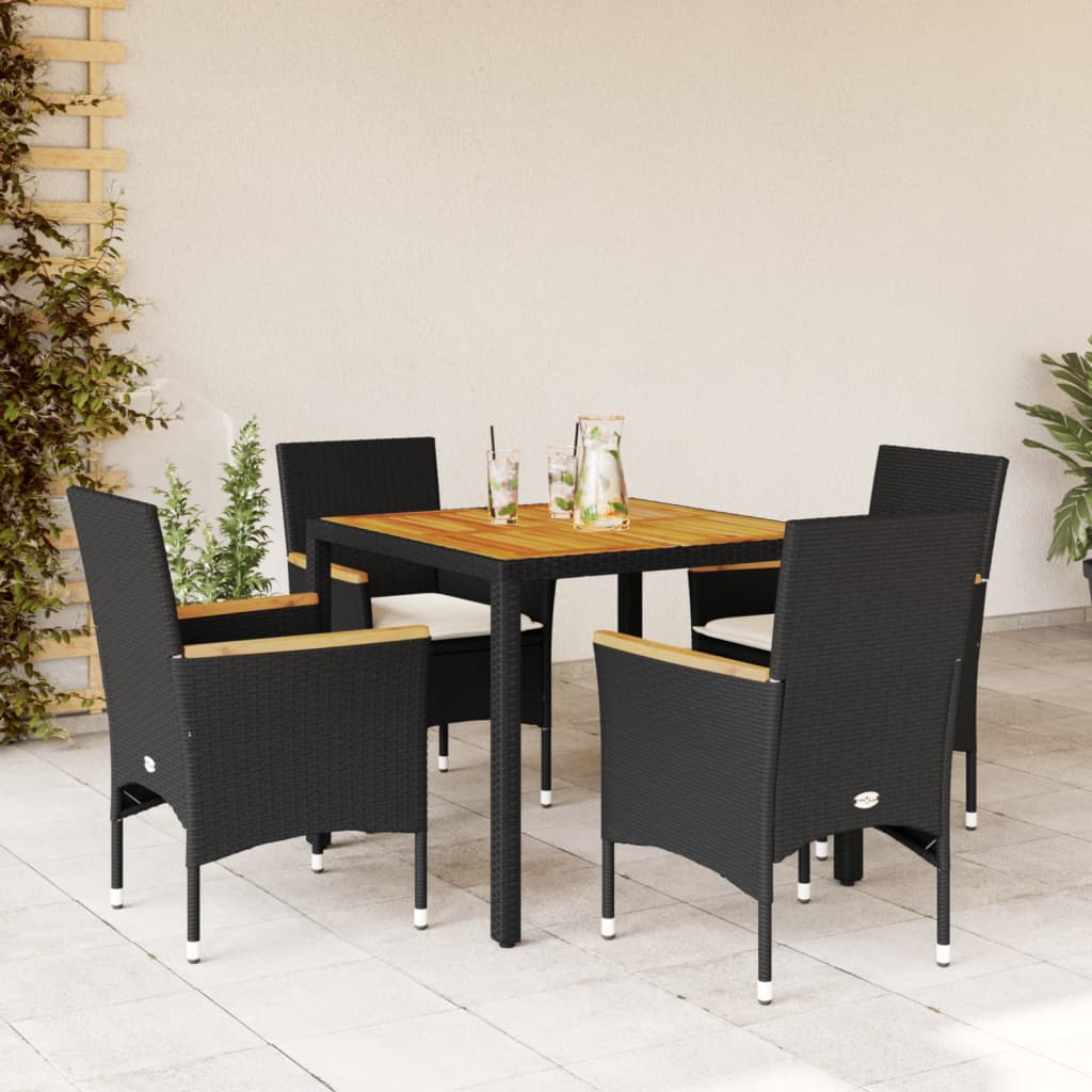 3-Delige Tuinset Met Kussens Poly Rattan En Acaciahout