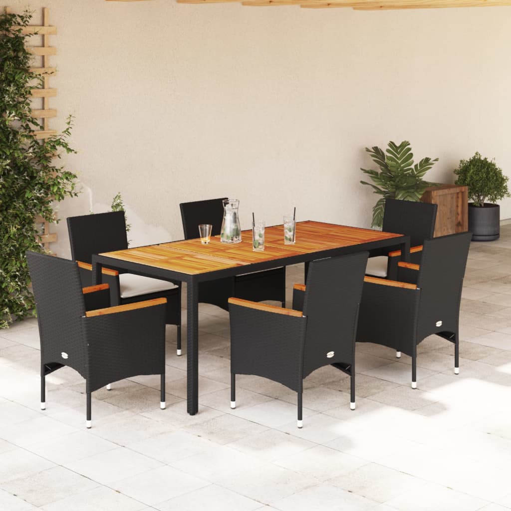 3-Delige Tuinset Met Kussens Poly Rattan En Acaciahout