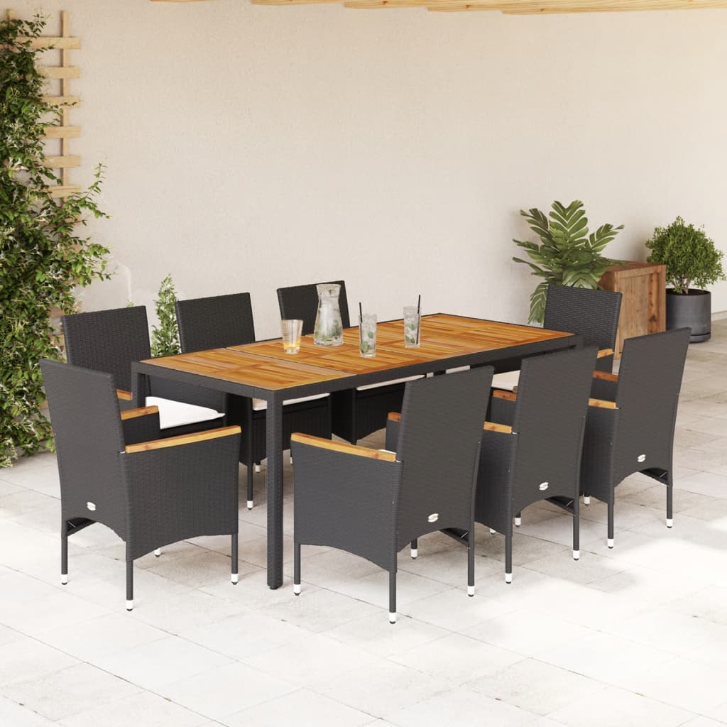 3-Delige Tuinset Met Kussens Poly Rattan En Acaciahout