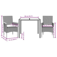 3-Delige Tuinset Met Kussens Poly Rattan En Acaciahout
