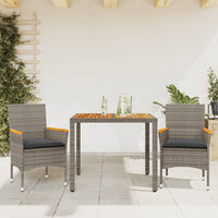 3-Delige Tuinset Met Kussens Poly Rattan En Acaciahout