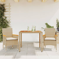 3-Delige Tuinset Met Kussens Poly Rattan En Acaciahout