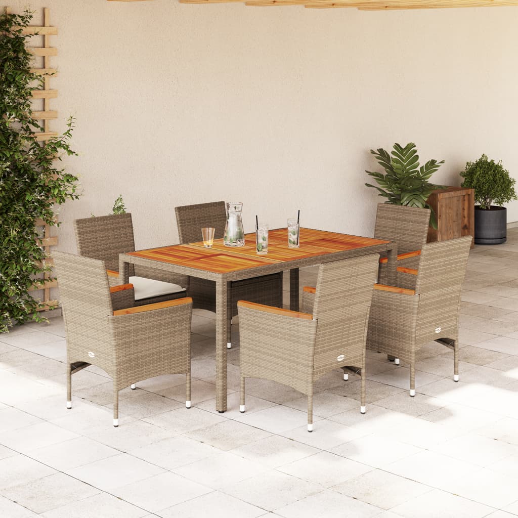 3-Delige Tuinset Met Kussens Poly Rattan En Acaciahout