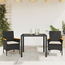 3-Delige Tuinset Met Kussens Poly Rattan En Glas