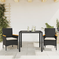 3-Delige Tuinset Met Kussens Poly Rattan En Glas