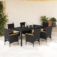 3-Delige Tuinset Met Kussens Poly Rattan En Glas