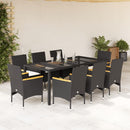 3-Delige Tuinset Met Kussens Poly Rattan En Glas