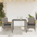 3-Delige Tuinset Met Kussens Poly Rattan En Glas