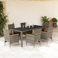 3-Delige Tuinset Met Kussens Poly Rattan En Glas