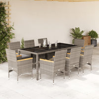 3-Delige Tuinset Met Kussens Poly Rattan En Glas