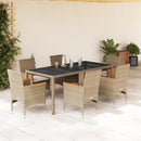3-Delige Tuinset Met Kussens Poly Rattan En Glas