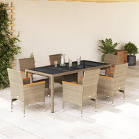 3-Delige Tuinset Met Kussens Poly Rattan En Glas