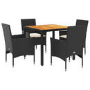 5-Delige Tuinset Met Kussens Poly Rattan En Acaciahout