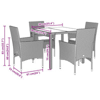 5-Delige Tuinset Met Kussens Poly Rattan En Acaciahout