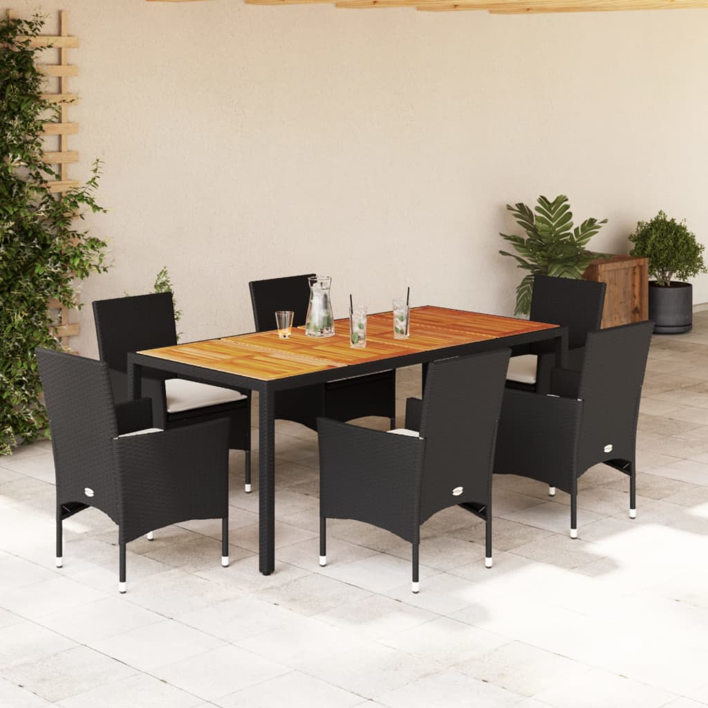 5-Delige Tuinset Met Kussens Poly Rattan En Acaciahout